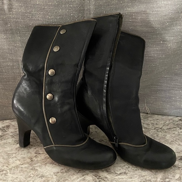 LA Designer Calleen Cordero Boots Black Leather Size 9 - Picture 1 of 7